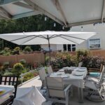 Square Cantilever Patio Umbrella, 360-Degree Rotating Offset Umbrella with Aluminum Frame