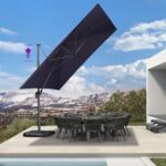Square Cantilever Patio Umbrella, 360-Degree Rotating Offset Umbrella with Aluminum Frame