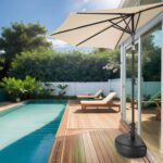 73 lb Half Round Fillable Patio Umbrella Base, Water and Sand Outdoor Stand
