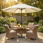 Round Heavy Duty Patio Umbrella Base, Resin Concrete Stand for 1.5–2 in Poles
