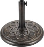 Round Bronze Patio Umbrella Base, Resin Concrete Stand for Up to 1.9 in Poles
