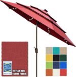 Solar LED Patio Umbrella, 80-Light Acrylic Market Umbrella with Crank and Tilt