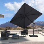 Square Cantilever Patio Umbrella, 360-Degree Rotating Offset Umbrella with Aluminum Frame