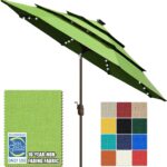 Solar LED Patio Umbrella, 80-Light Acrylic Market Umbrella with Crank and Tilt - Navy Blue / 9FT Triple Vents