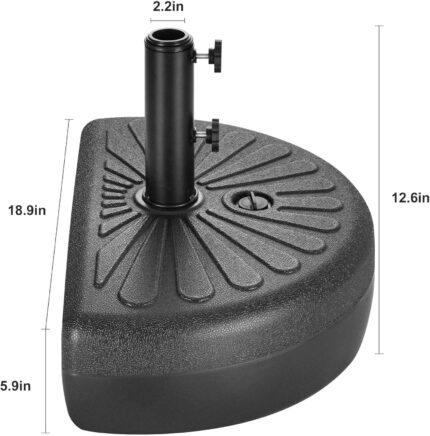 73 lb Half Round Fillable Patio Umbrella Base, Water and Sand Outdoor Stand