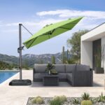 Square Cantilever Patio Umbrella, 360-Degree Rotating Offset Umbrella with Aluminum Frame