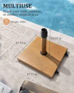 45 lb Patio Umbrella Base with Wheels, Pre-Filled Concrete Stand for 6–12 ft Umbrellas - Grey