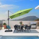 Square Cantilever Patio Umbrella, 360-Degree Rotating Offset Umbrella with Aluminum Frame