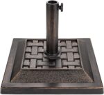 Round Bronze Patio Umbrella Base, Resin Concrete Stand for Up to 1.9 in Poles
