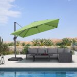 Square Cantilever Patio Umbrella, 360-Degree Rotating Offset Umbrella with Aluminum Frame - Apple Green / 9' X 9' / Standard