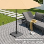 43 lb Square Patio Umbrella Base with Wheels, Pre-Filled Concrete Outdoor Stand - White(with wheels) / 43 lbs