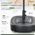 154 lb Fillable Mobile Patio Umbrella Base with Wheels for Straight-Pole Umbrellas - Grey
