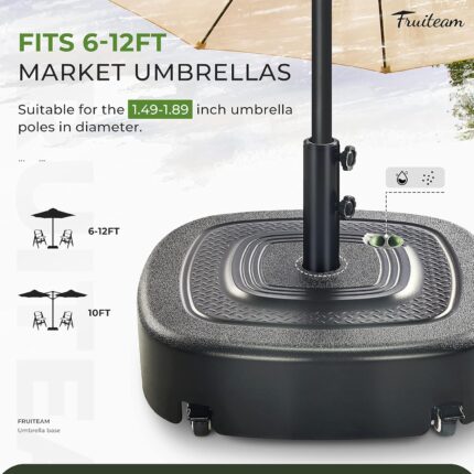 154 lb Fillable Mobile Patio Umbrella Base with Wheels for Straight-Pole Umbrellas - Grey