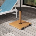 43 lb Square Patio Umbrella Base with Wheels, Pre-Filled Concrete Outdoor Stand