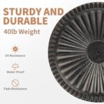 Round Bronze Patio Umbrella Base, Resin Concrete Stand for Up to 1.9 in Poles - 26lb Square
