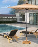 45 lb Patio Umbrella Base with Wheels, Pre-Filled Concrete Stand for 6–12 ft Umbrellas - Brown