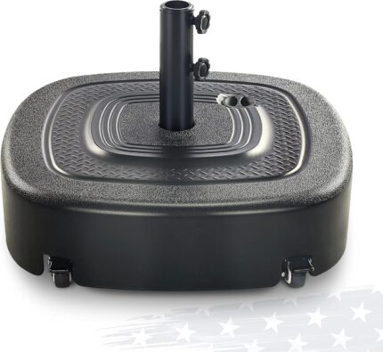 154 lb Fillable Mobile Patio Umbrella Base with Wheels for Straight-Pole Umbrellas - Black
