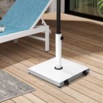 43 lb Square Patio Umbrella Base with Wheels, Pre-Filled Concrete Outdoor Stand
