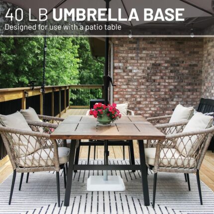 40 lb Patio Table Umbrella Base, Weighted Polymer Stand for Outdoor Dining Areas - Bronze