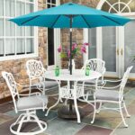 Round Bronze Patio Umbrella Base, Resin Concrete Stand for Up to 1.9 in Poles