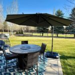 Square Cantilever Patio Umbrella, 360-Degree Rotating Offset Umbrella with Aluminum Frame - Navy Blue / 10' X 10' / Standard