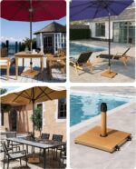 45 lb Patio Umbrella Base with Wheels, Pre-Filled Concrete Stand for 6–12 ft Umbrellas - Black