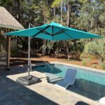 Square Cantilever Patio Umbrella, 360-Degree Rotating Offset Umbrella with Aluminum Frame