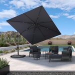 Square Cantilever Patio Umbrella, 360-Degree Rotating Offset Umbrella with Aluminum Frame
