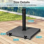 43 lb Square Patio Umbrella Base with Wheels, Pre-Filled Concrete Outdoor Stand - Teak(with wheels) / 43 lbs