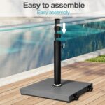 43 lb Square Patio Umbrella Base with Wheels, Pre-Filled Concrete Outdoor Stand
