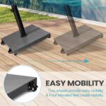 43 lb Square Patio Umbrella Base with Wheels, Pre-Filled Concrete Outdoor Stand - Black(with wheels) / 43 lbs