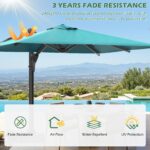 10 x 10 ft Square Offset Patio Umbrella, 360-Degree Rotation and 6-Level Tilt, Blue
