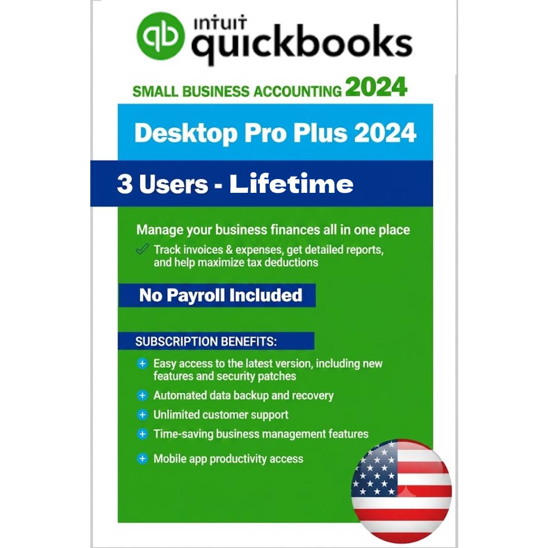 QuickBooks Desktop Pro Plus 2024 for Windows (3 Users Lifetime Subscription) QuickBooks Desktop Pro Plus 2024 for Windows | 3-User License | One-Time Purchase | USA Version - Image 1